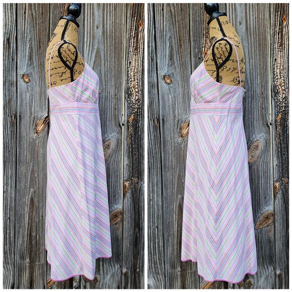 Pastel Striped Cotton SunDress J. Crew Size 8 Sleeveless Surplice Vneck Vintage - Picture 3 of 9